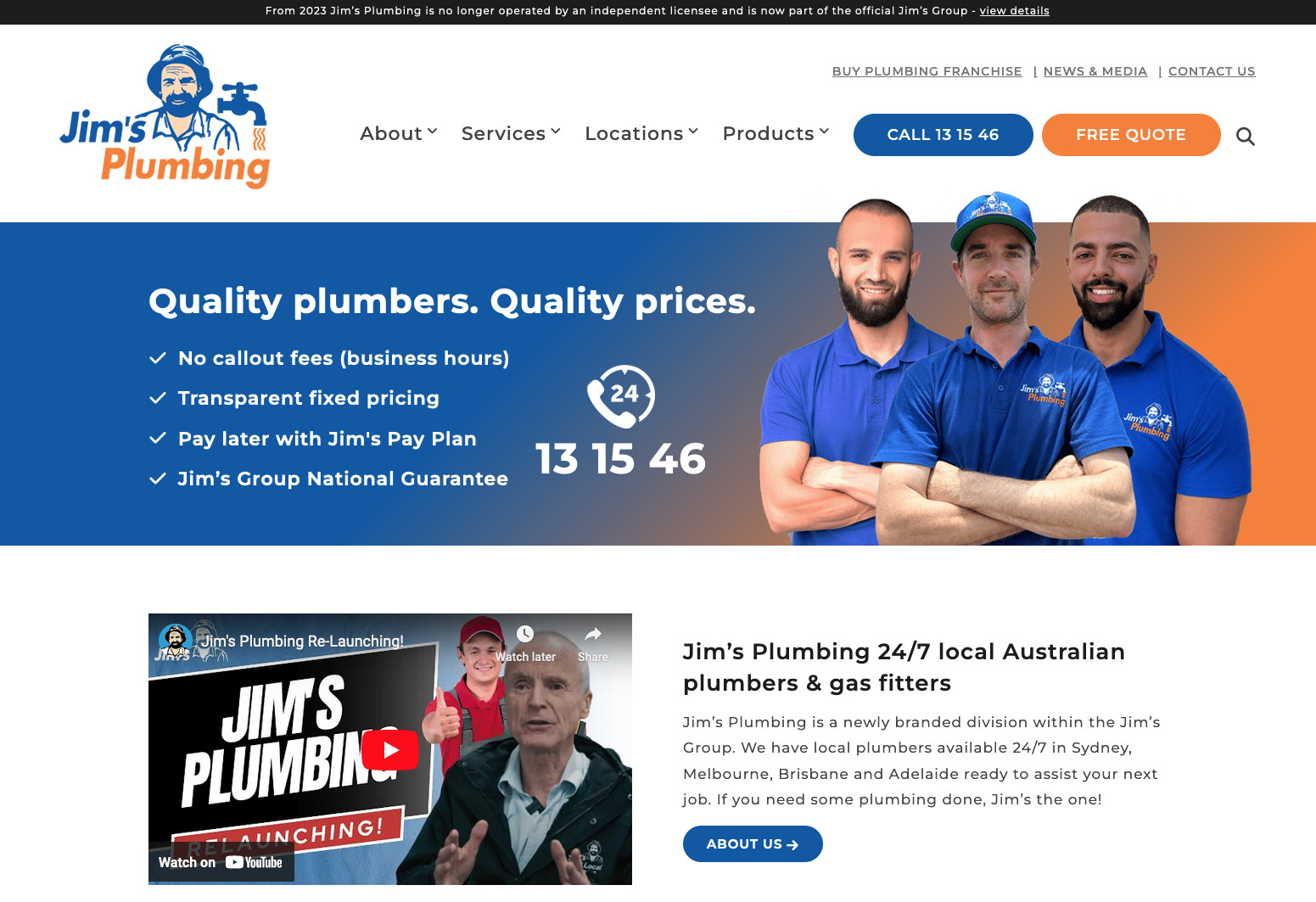 Jim's Plumbing Website