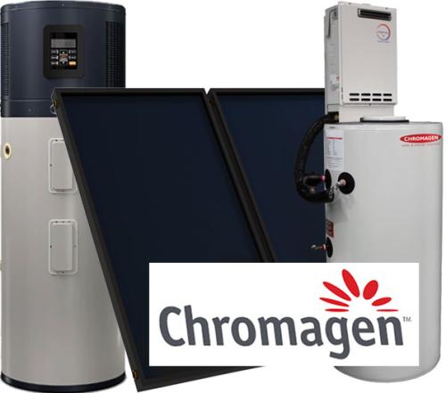 Chromagen solar powered hot water units with company logo