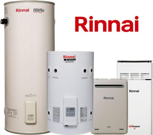 Spread of Rinnai hot water systems with logo